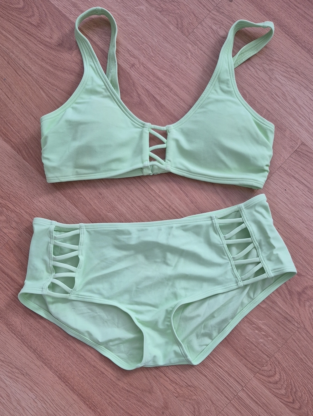 Limy Green Strappy Bikini Set